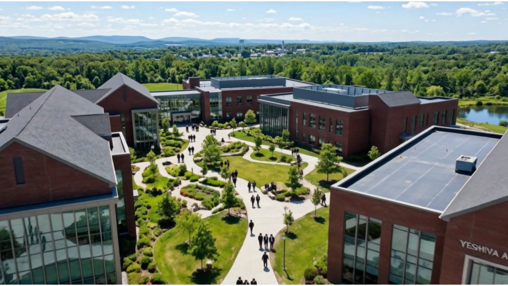 Rendering of the yeshiva courtyard between buildings